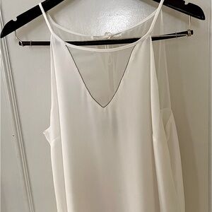WHBM ivory sleeve top. Sheer tie back. Size M